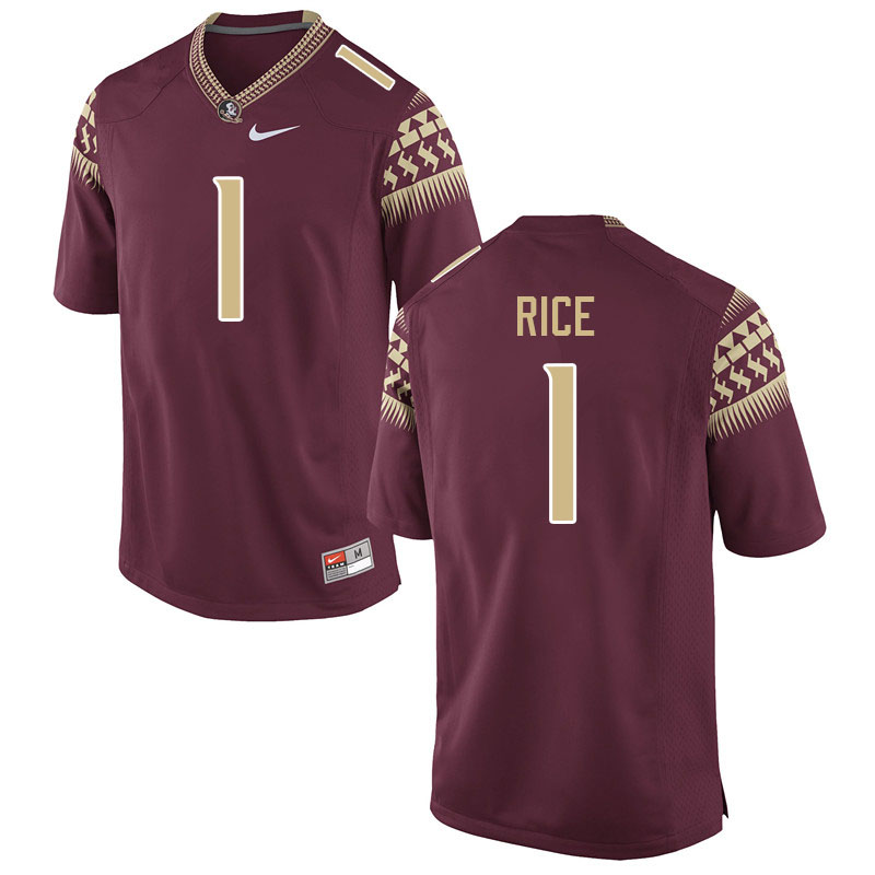 Men #1 Emmett Rice Florida State Seminoles College Football Jerseys Sale-Garnet